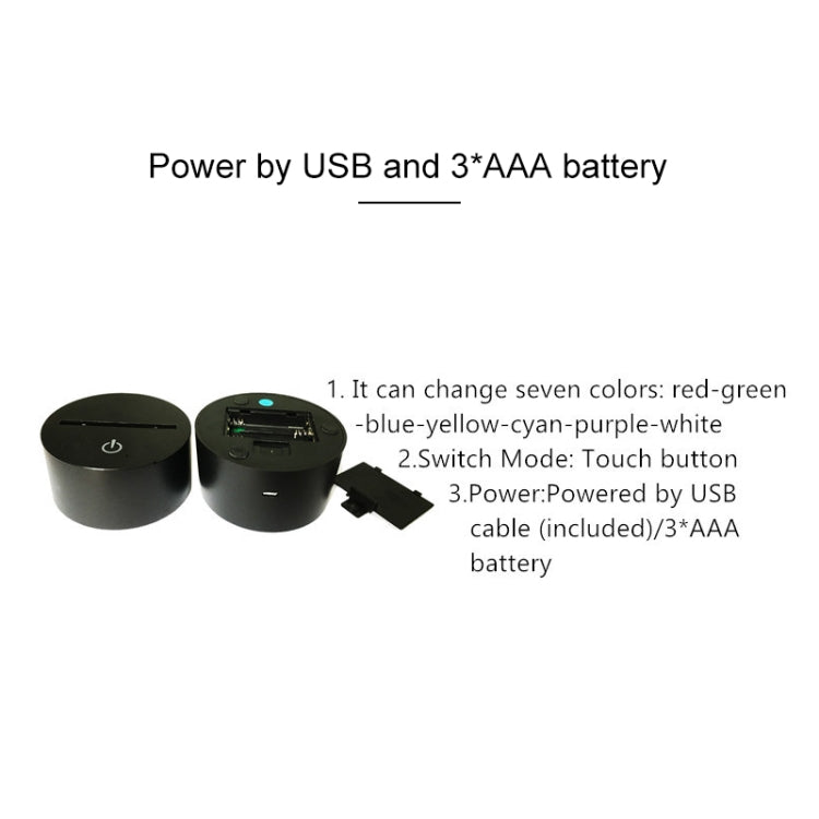 USB and AAA battery LED piano lamp base with touch button and power cable