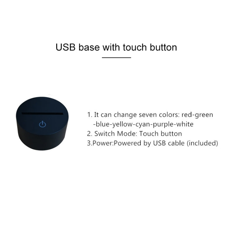 Black USB base with touch button for sunflower 3D LED night light