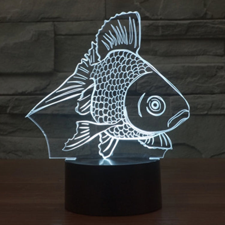 Goldfish-style desk lamp with glowing white fish silhouette and black base