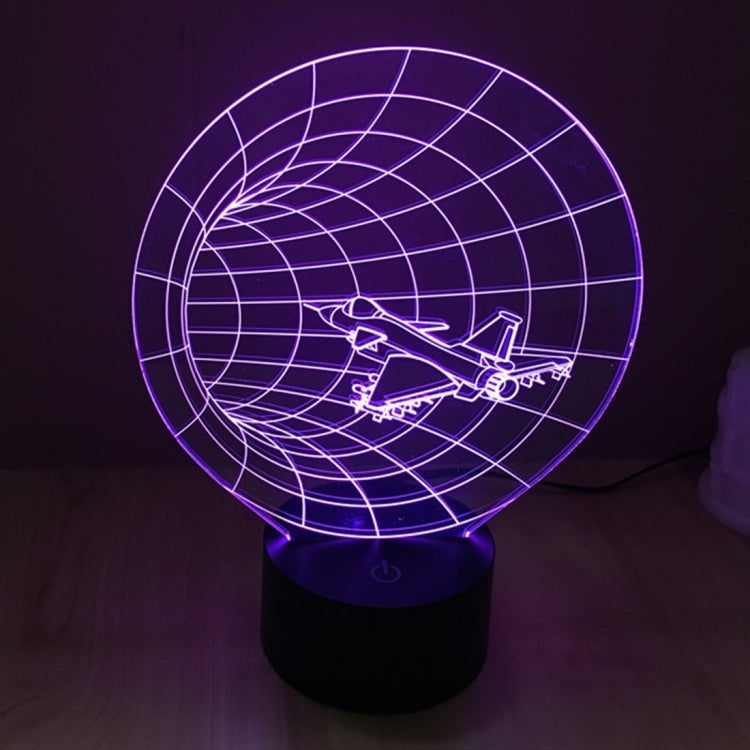 Time machine style desk lamp with purple grid globe and airplane light on black base