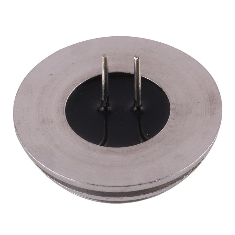 Warm white COB LED G4 light base, two-pin underside on silver metal housing