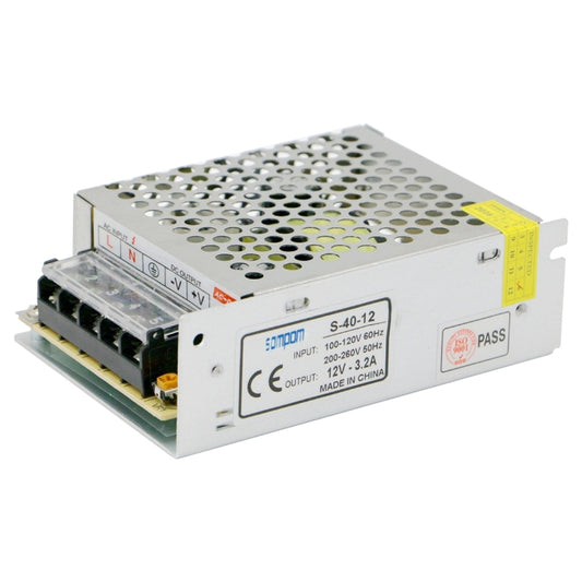 SOMPOM S-40-12 LED power supply with vented metal case and output terminals