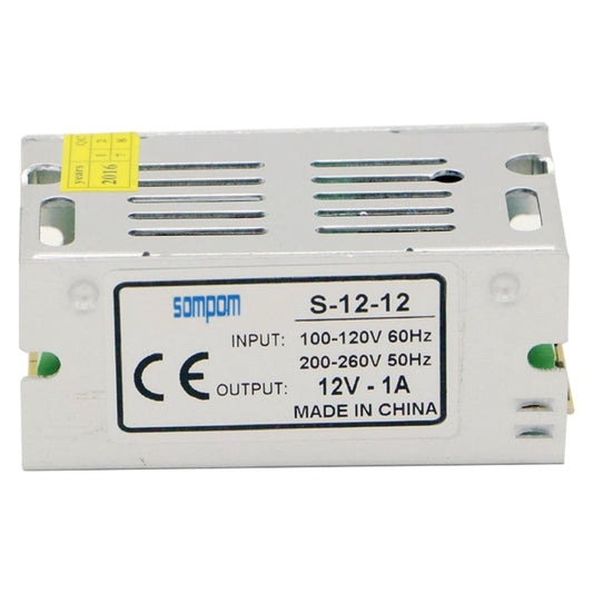 SOMPOM LED driver power supply front view with S-12-12 specs and vent slots