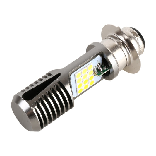 PX15D LED headlight bulb with metal heat sink and dual-color SMD LED array