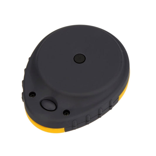 Black and yellow outdoor altimeter with smooth back panel and two buttons.