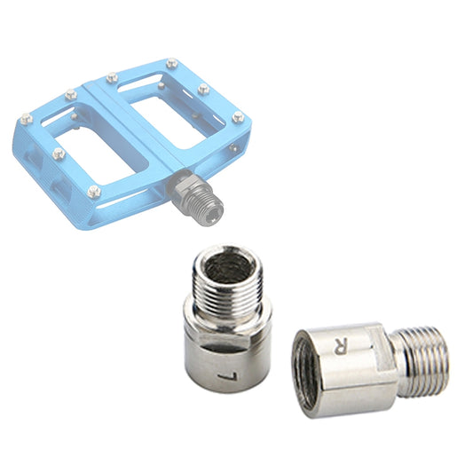 Steel bicycle pedal spacer extenders set with 9/16 threaded inserts