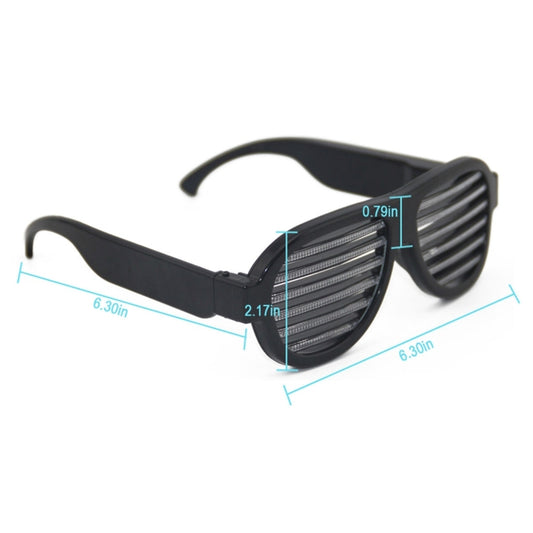 LED party sunglasses with side arms and horizontal LED grille panel detail