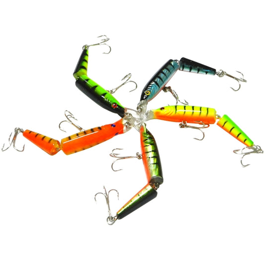 2-section plastic hard bait lure set with mixed orange, green, and yellow colors