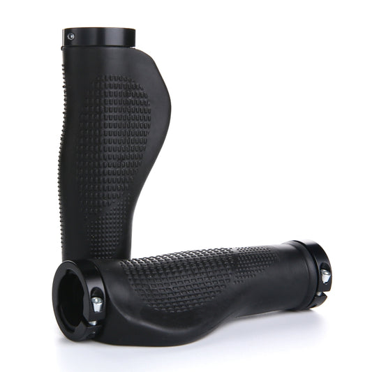 AG21 rubber bicycle grip with alloy lock ring, dark textured surface