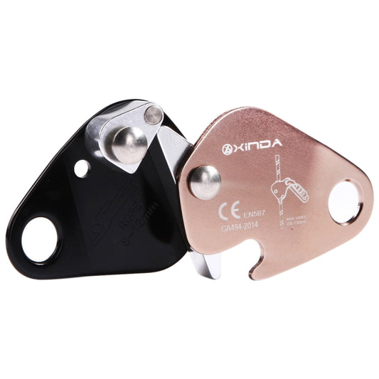 Bronze and black rope gripper pair with locking side handle and fastening eyelets