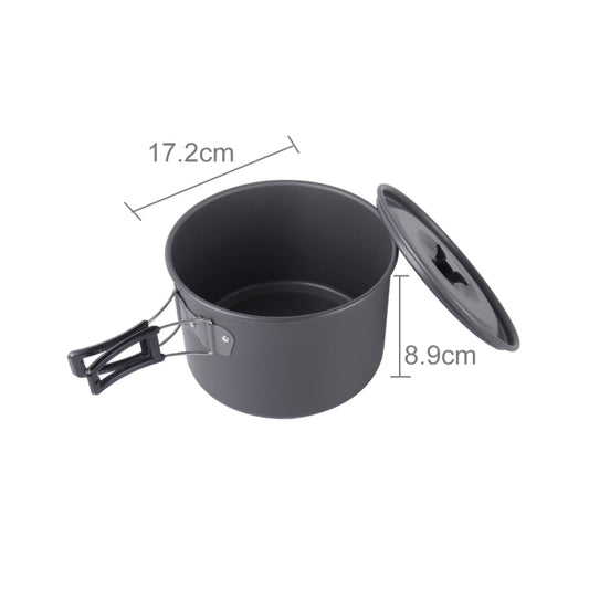 Camping pot with black lid and folding handle, dark gray, 17.2cm diameter, 8.9cm high