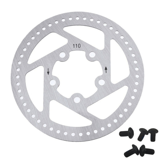 110mm disc brake rotor for electric scooter, silver with mounting screws