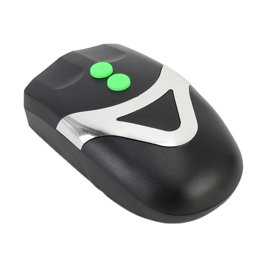 Bike LED horn light with three-dot green buttons and white graphic accent