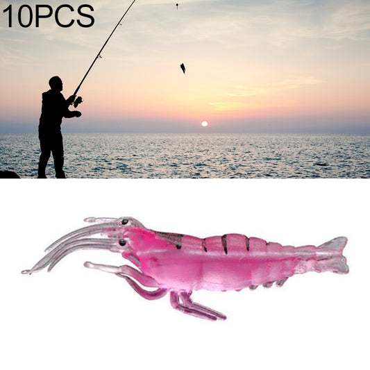 Pink shrimp soft fishing lure with segmented body and three transparent legs