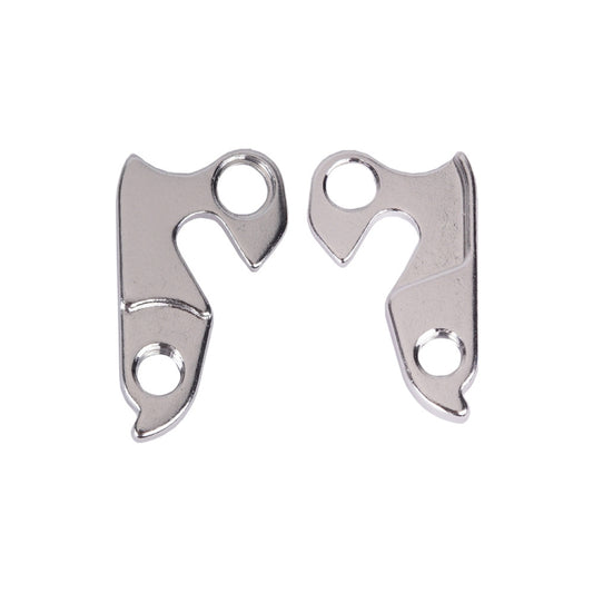 Rear derailleur tail hook set of 2, silver alloy, with mounting holes