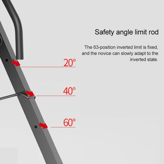 Inverted crane machine frame section with safety angle limit rod