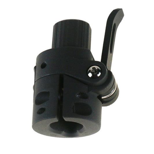 Dark folding base scooter accessory with clamp and locking screw, adjustable arm