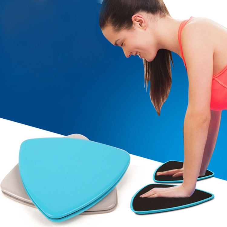 Sliding gliding disc set with blue triangular pad and black pads under feet