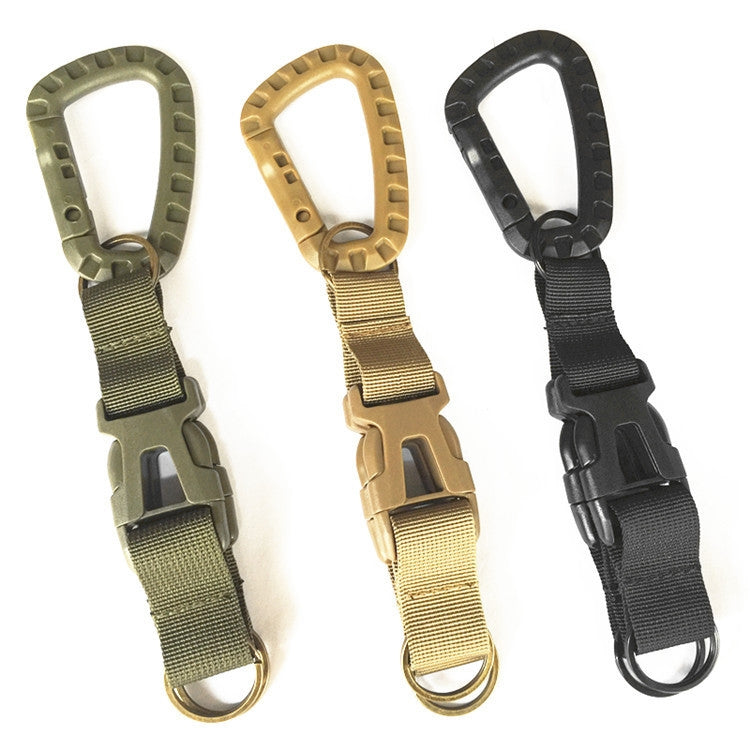Set of tri-glide buckle straps in black, olive green, and khaki with D-rings