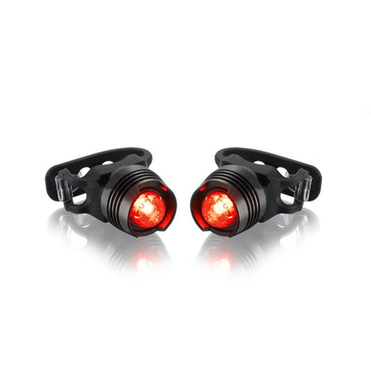 Pair of black bike taillights with red LED lenses and clip-on handlebar mounts