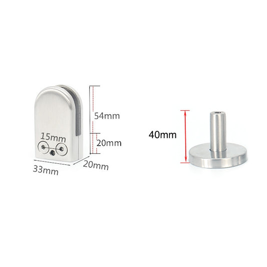 Stainless steel glass rod support bracket with shown size dimensions