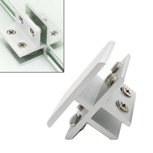 Aluminum T-type glass fixing clip for cabinet partitions, silver and white