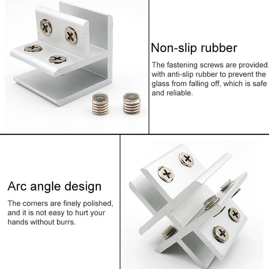 T-type glass clamp with non-slip rubber pad and metal screws