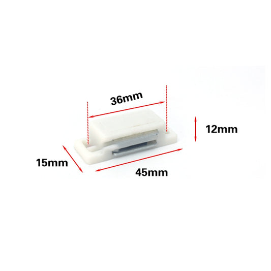 Plastic magnetic cabinet latch dimensions: 45mm x 36mm x 15mm