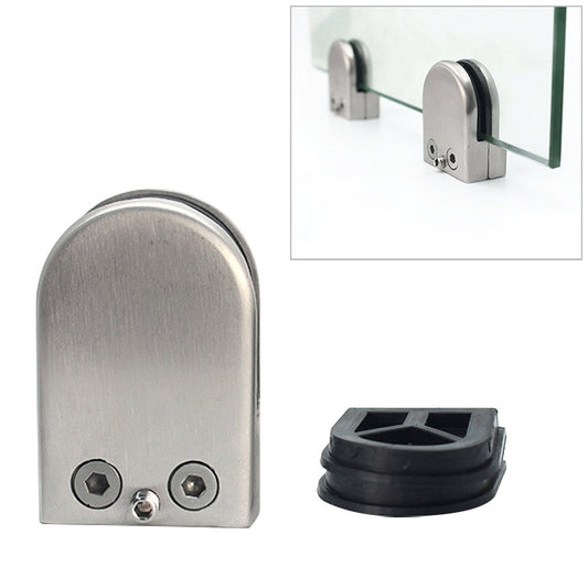 Flat-bottom stainless steel fixed glass railing clamp bracket with black rubber insert