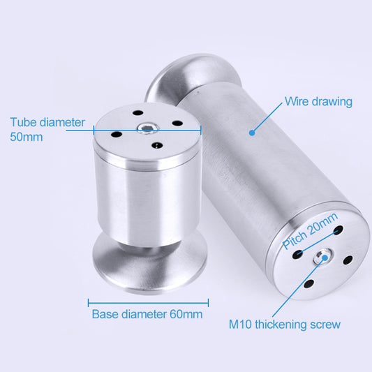 Stainless steel adjustable furniture foot set with wire-drawn tube and base plate