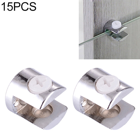 Zinc alloy glass fixing clamps set of 15 for 12mm cylindrical glass, chrome finish