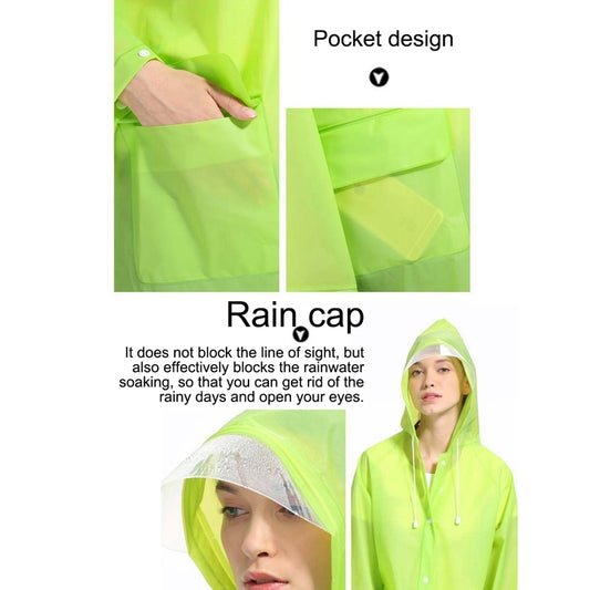 Frosted lime green hooded rain poncho with front pocket panel and cape veil