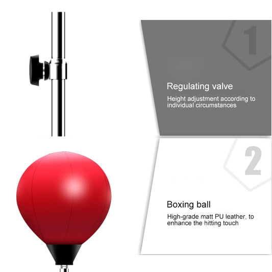 Red PU leather boxing speed ball with adjustable valve on the stand