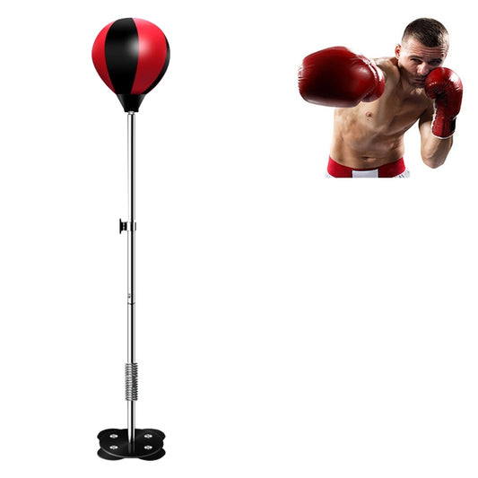 Adjustable suction cup boxing speed ball with red-and-black PU leather punching bag