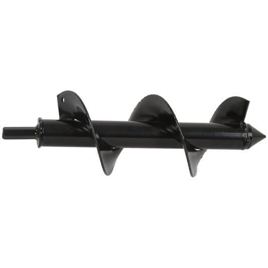 Black alloy twist drill bit with short rod and spiral auger, 18x5cm