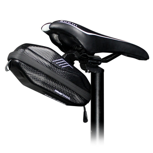 Black waterproof MTB front handlebar bag set with carbon-texture phone pouch