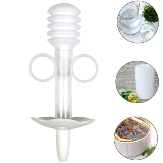 Baby medicine feeder tube with syringe-style nozzle and two side loops