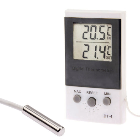 Digital thermometer DT-4 with LCD display and metal probe, white and dark front
