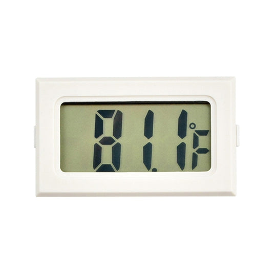 Mini LCD indoor digital thermometer with white frame and Fahrenheit digits on screen
