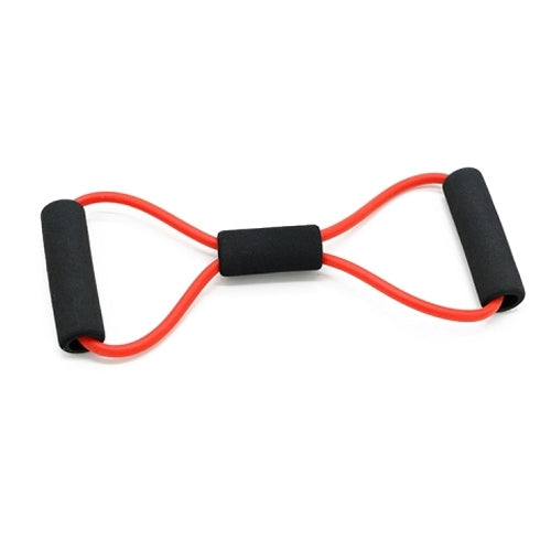 Resistance exercise tubing with foam handles, red cord and black center grip