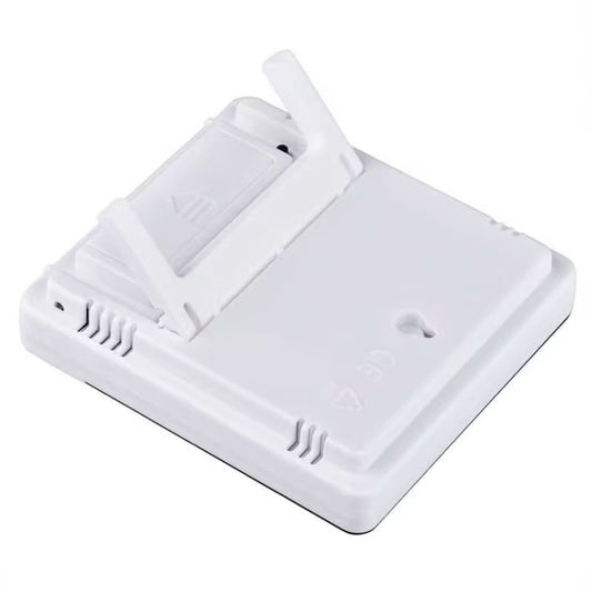 White tabletop base for digital temperature and humidity device