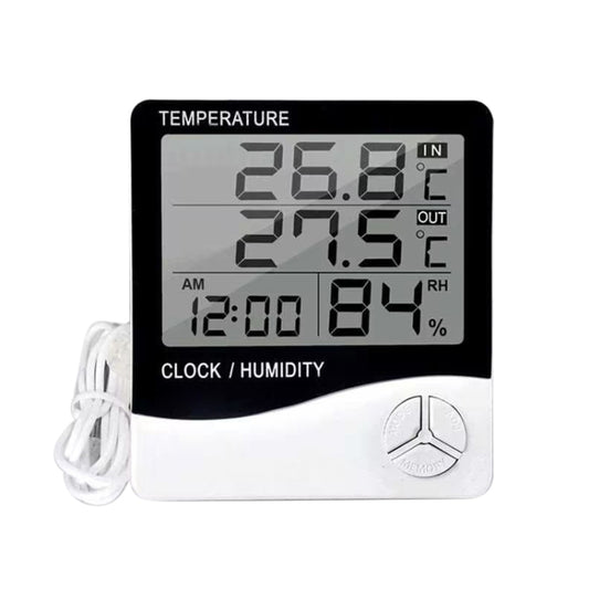 Black-and-white LCD temperature and humidity alarm clock