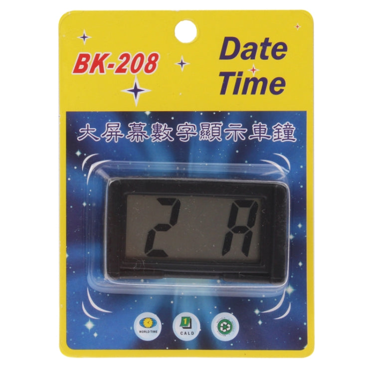 Packaged digital car clock date and time display with BK-208 label