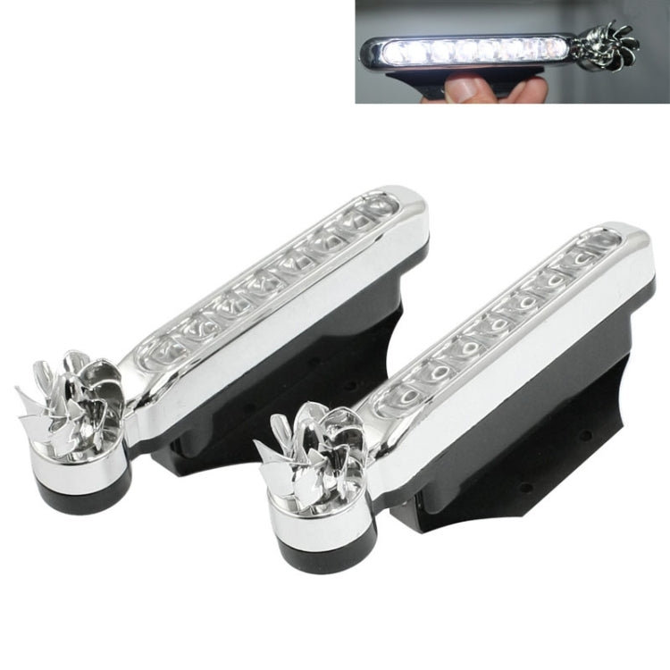 Pair of chrome 8-LED wind powered car light bars with wing nut mounts