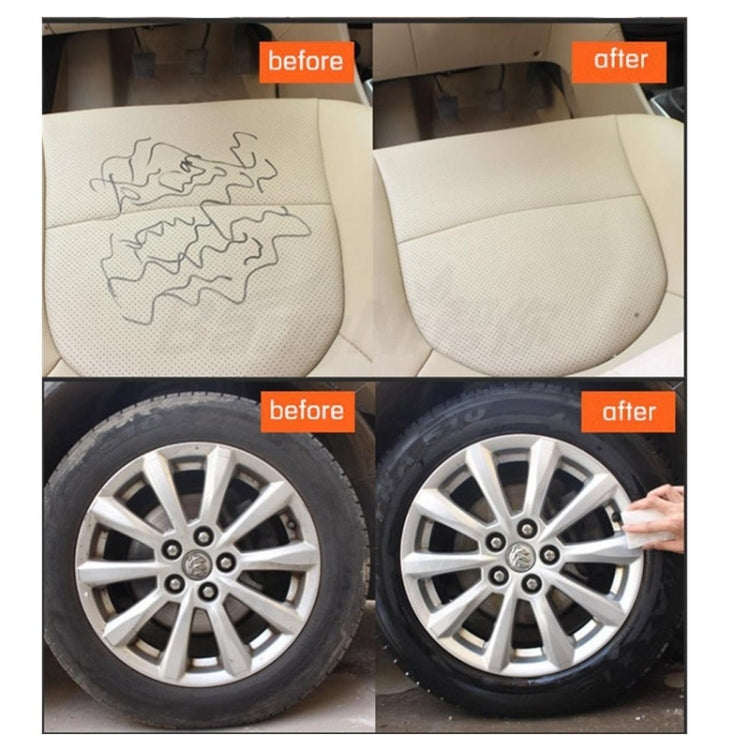 Before-and-after toilet seat and wheel cleaning results with spots removed.