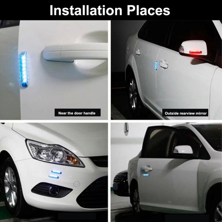 Blue LED anti-collision decorative strip light mounted on car exterior panel