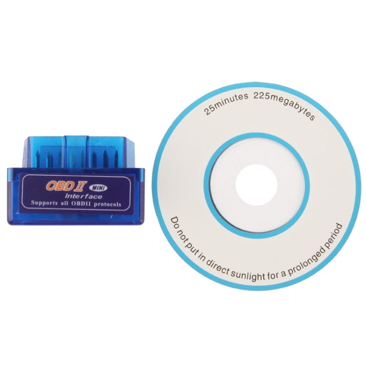 Blue mini OBD-II wireless code reader scanner with driver CD disc