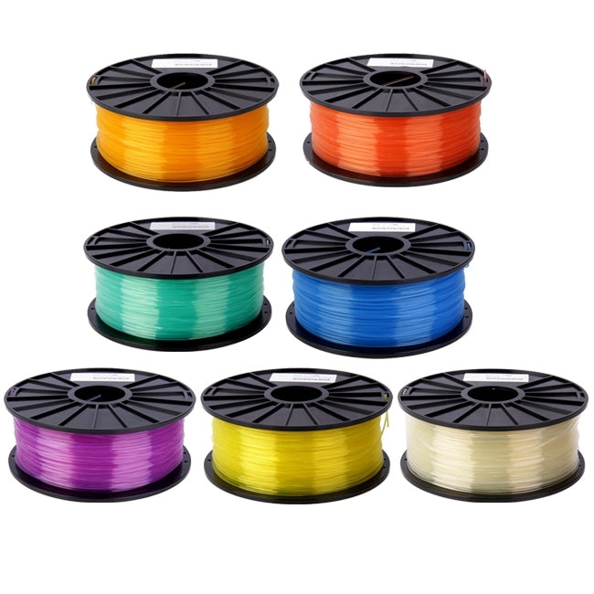 PLA 3.0mm 3D printer filament spools set: orange, green, blue, purple, yellow, white