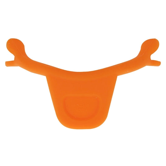 Orange U-shaped smile maker dental tool with smiling face imprint on the center