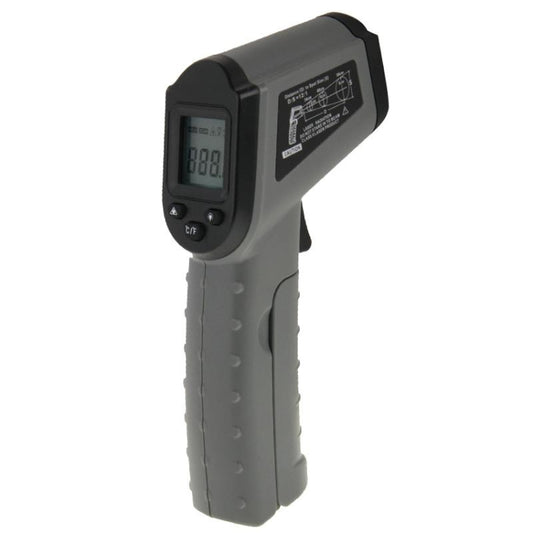 Handheld digital infrared thermometer with LCD display and control buttons